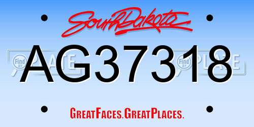 AG37318 South Dakota License Plate