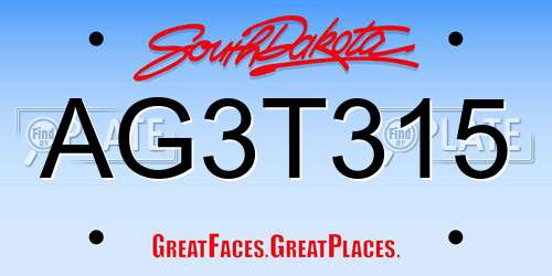 AG3T315 South Dakota License Plate