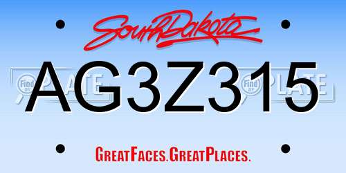 AG3Z315 South Dakota License Plate