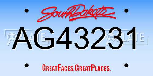 AG43231 South Dakota License Plate