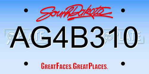 AG4B310 South Dakota License Plate