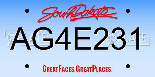 AG4E231 South Dakota License Plate