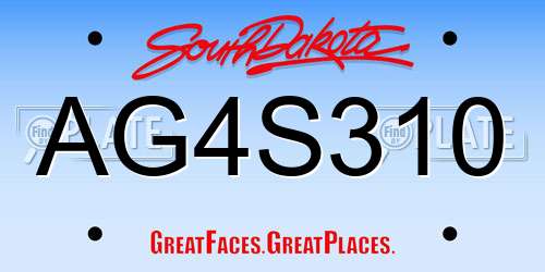 AG4S310 South Dakota License Plate