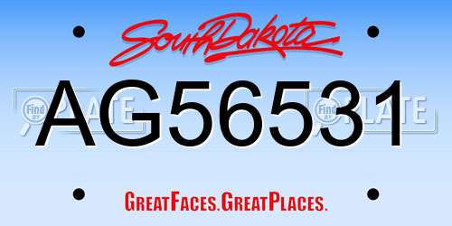 AG56531 South Dakota License Plate
