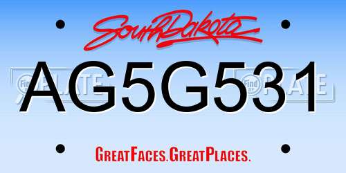 AG5G531 South Dakota License Plate