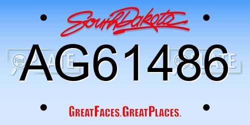 AG61486 South Dakota License Plate
