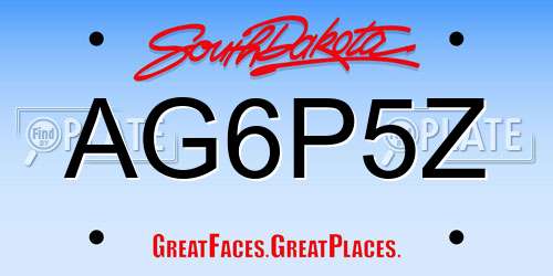 AG6P5Z South Dakota License Plate