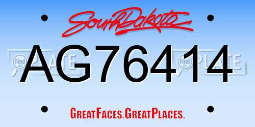 AG76414 South Dakota License Plate