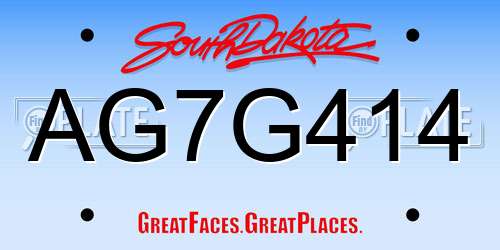 AG7G414 South Dakota License Plate