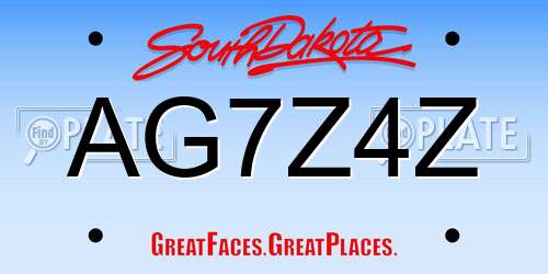AG7Z4Z South Dakota License Plate