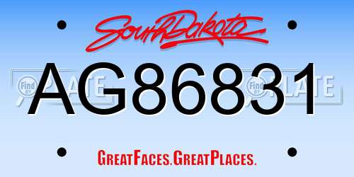 AG86831 South Dakota License Plate