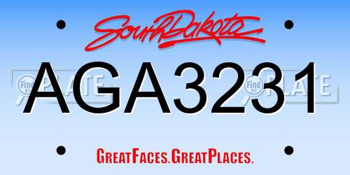 AGA3231 South Dakota License Plate