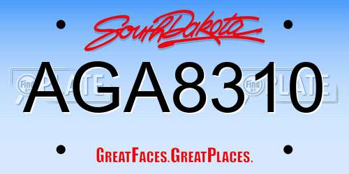 AGA8310 South Dakota License Plate