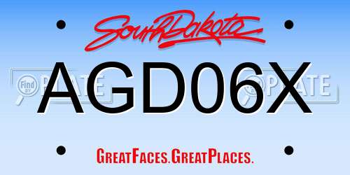 AGD06X South Dakota License Plate
