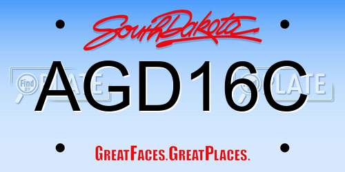 AGD16C South Dakota License Plate