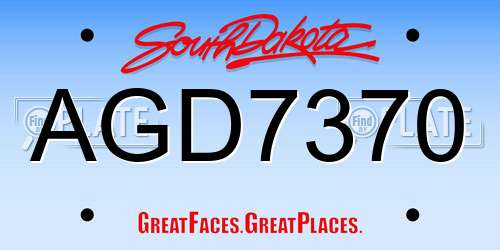 AGD7370 South Dakota License Plate