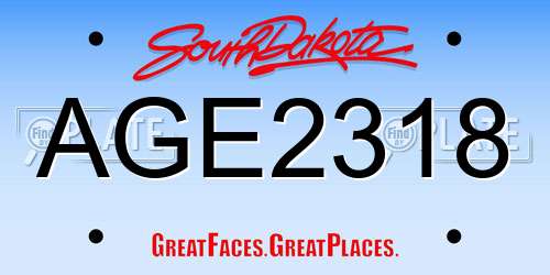 AGE2318 South Dakota License Plate