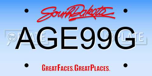 AGE99G South Dakota License Plate