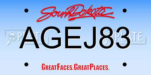 AGEJ83 South Dakota License Plate