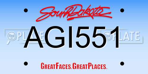 AGI551 South Dakota License Plate