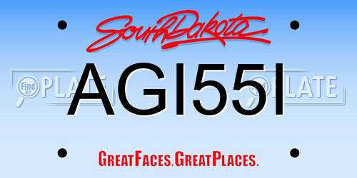 AGI55I South Dakota License Plate