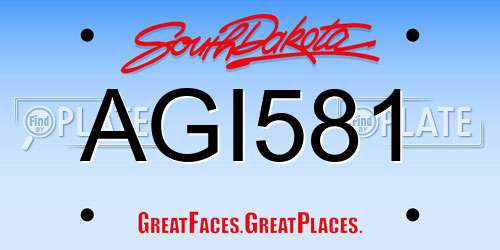 AGI581 South Dakota License Plate