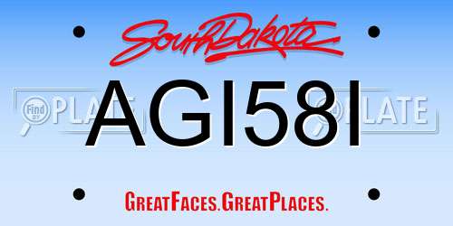 AGI58I South Dakota License Plate
