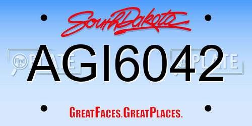 AGI6042 South Dakota License Plate
