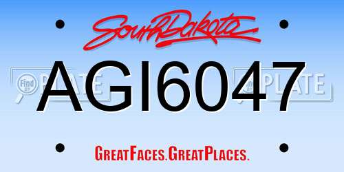 AGI6047 South Dakota License Plate