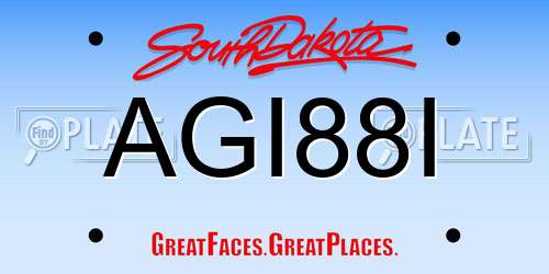 AGI88I South Dakota License Plate