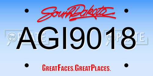 AGI9018 South Dakota License Plate
