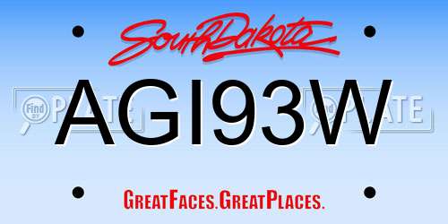 AGI93W South Dakota License Plate