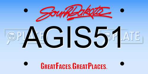 AGIS51 South Dakota License Plate