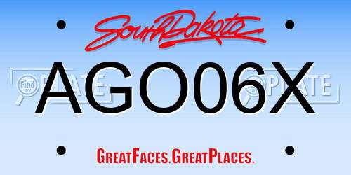 AGO06X South Dakota License Plate