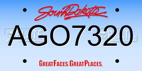 AGO7320 South Dakota License Plate
