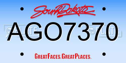 AGO7370 South Dakota License Plate