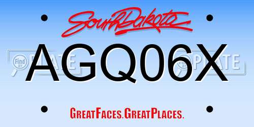 AGQ06X South Dakota License Plate