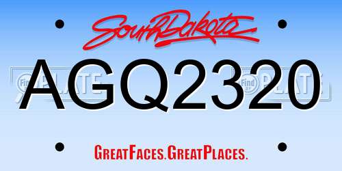 AGQ2320 South Dakota License Plate