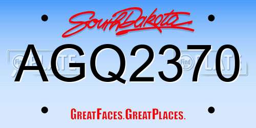 AGQ2370 South Dakota License Plate