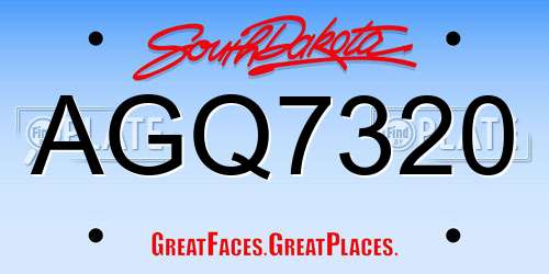 AGQ7320 South Dakota License Plate