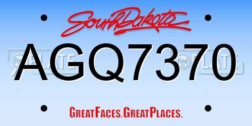 AGQ7370 South Dakota License Plate
