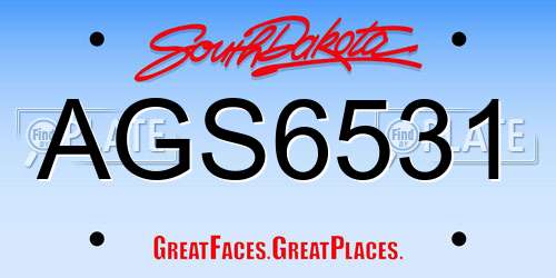 AGS6531 South Dakota License Plate