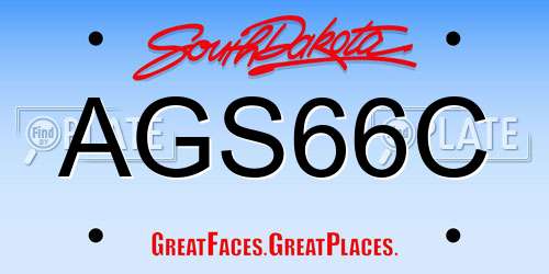 AGS66C South Dakota License Plate