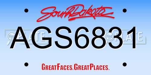 AGS6831 South Dakota License Plate