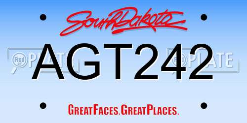AGT242 South Dakota License Plate