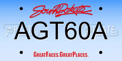 AGT60A South Dakota License Plate