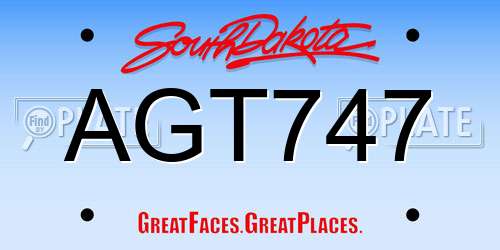 AGT747 South Dakota License Plate