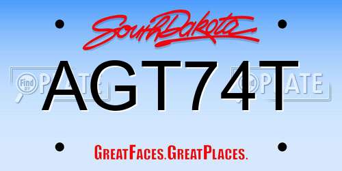 AGT74T South Dakota License Plate