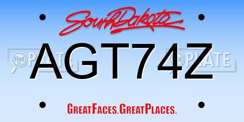 AGT74Z South Dakota License Plate