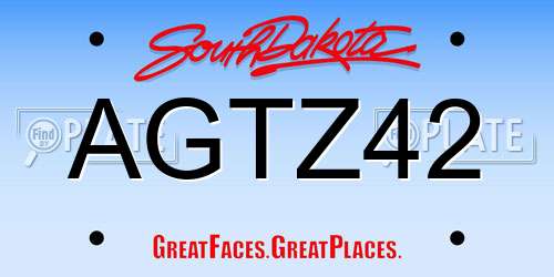 AGTZ42 South Dakota License Plate